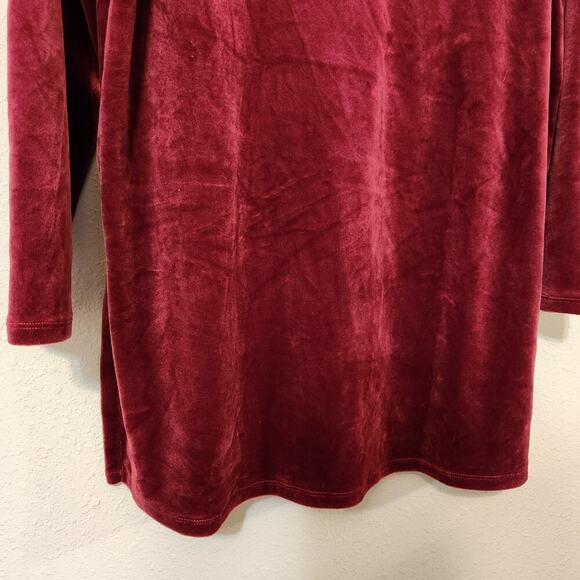 Pure Jill Velvety V-Neck Burgundy Top Size Medium Petite‎ - Picture 3 of 10